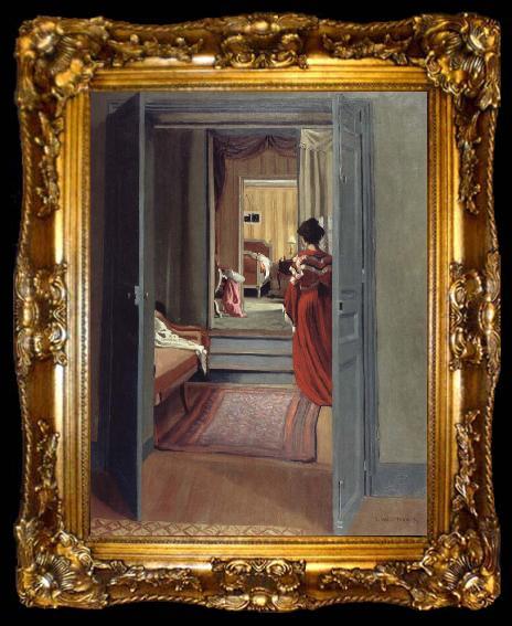 framed  Felix Vallotton Interior with Woman in red, ta009-2